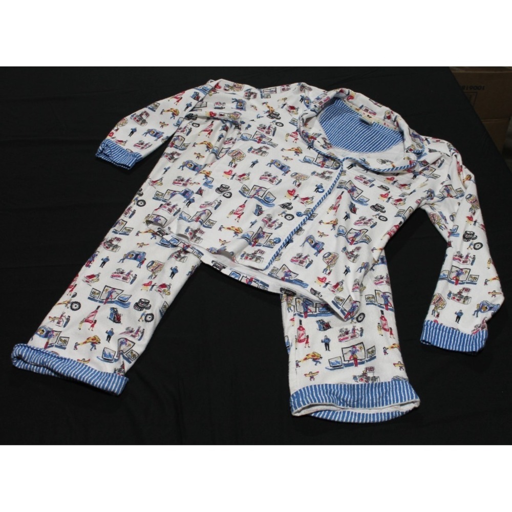 Munki Munki Costco Print Flannel Pajama Set Womens Medium Novelty PJs White Blue